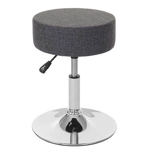 Decoshop26 Tabouret siège polyvalent hauteur réglable pivotant Ø 35cm tissu gris 04_0005334