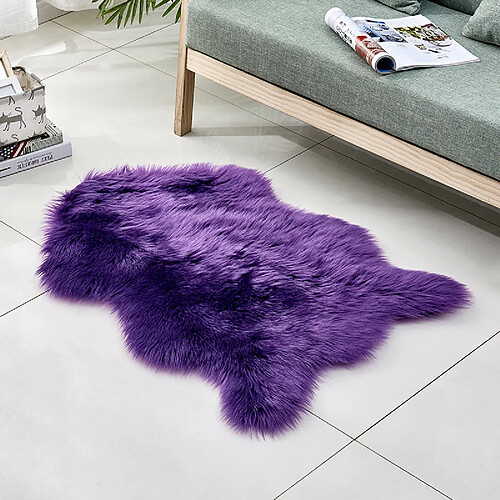 LUUCOZK Tapis moelleux en fausse fourrure, tapis à poils longs pour chambre à coucher, salon, violet extraterrestre-40x60cm