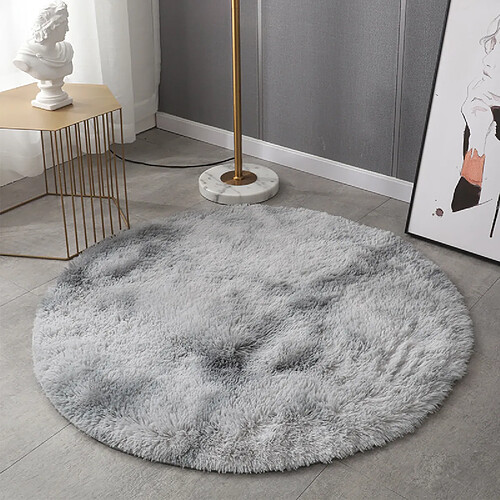 LUUCOZK Tapis à poils longs doux et moelleux pour chambre à coucher et salon - Gris clair-Rond 200cm