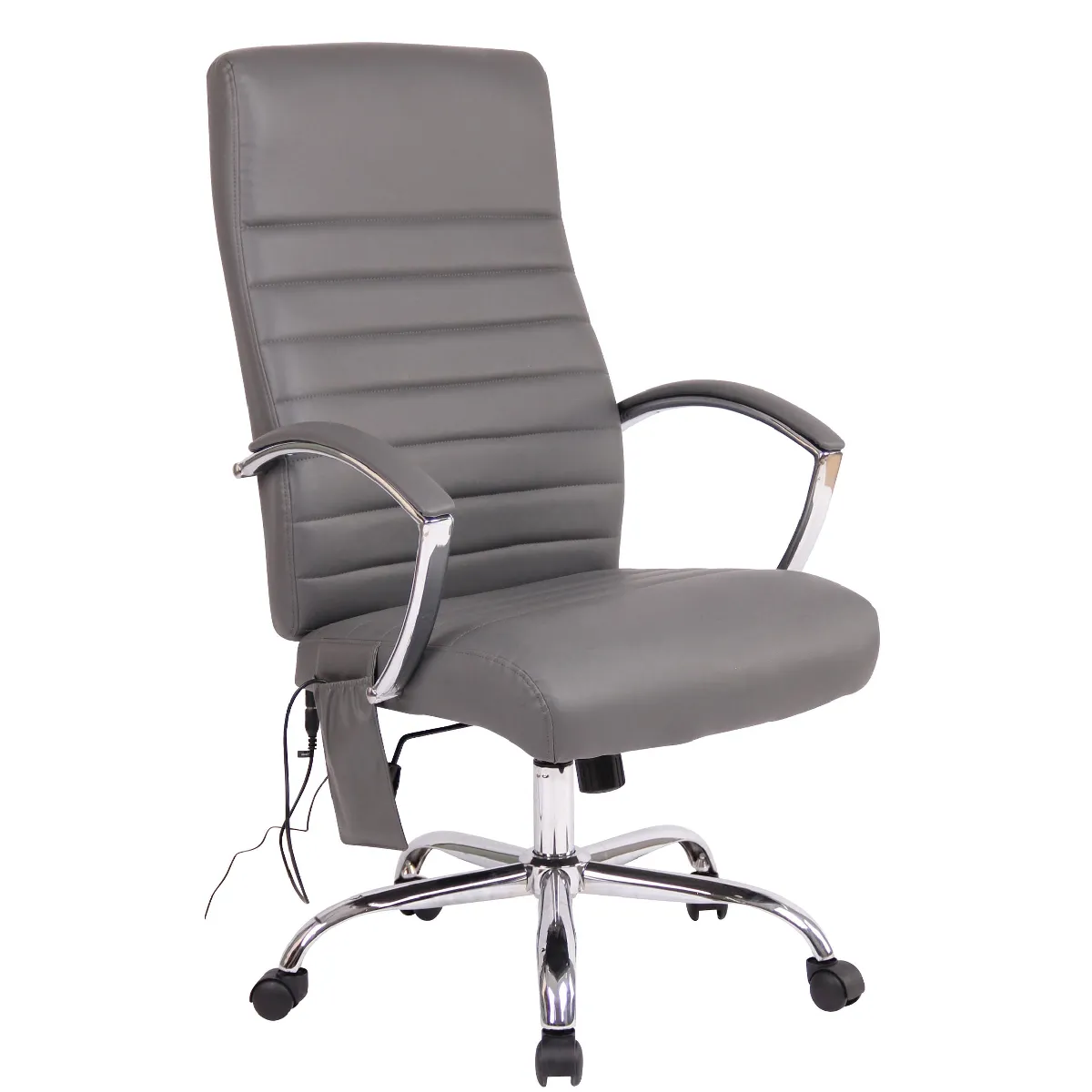 Decoshop26 Fauteuil de bureau en synthétique gris avec fonction massage réglable en hauteur et pivotant BUR10365