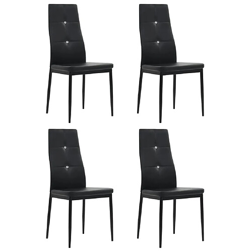 Decoshop26 Lot de 4 chaises de salle à manger cuisine confortable et moderne dossier cristaux en synthétique noir CDS021807