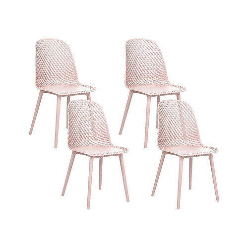 Beliani Chaise de salle à manger Set de 4 Rose pastel EMORY