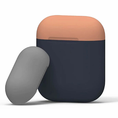 Wewoo Coque Ecouteurs sans fil Dropproof trois couleurs avec étui de protection pour Apple AirPods 1/2 gris orange bleu foncé