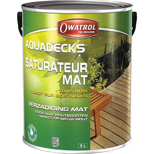 Saturateur bois en phase aqueuse - AQUADECKS - Miel - 5 L - OWATROL