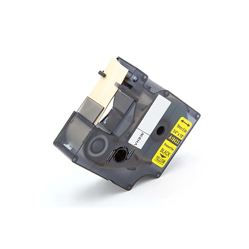 vhbw cassette à bande cartouche 19mm noir sur jaune pour imprimante d´étiquette Tyco T107M remplace 18433