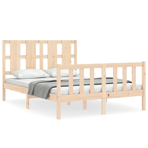 Maison Chic Cadre/structure de lit avec tête de lit pour adulte - Lit Moderne Chambre 140x200 cm bois massif -MN99253