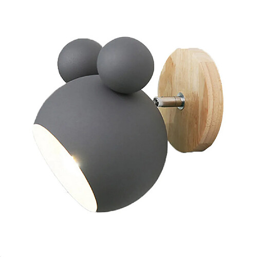 Universal Applique nordique aluminium mickey hills chambre d'enfant s'illumine lampe murale moderne d'intérieur luminaire luminaire créatif E27 (gris)