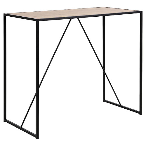 Toilinux Table de bar haute en MDF et métal pour 4 à 6 personnes - Beige et noir