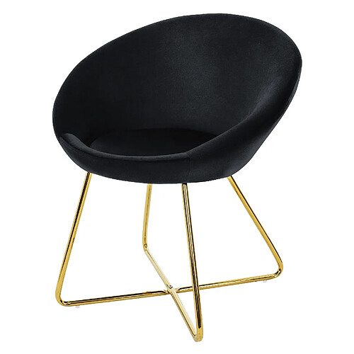 ML-Design Chaise de salle à manger en velours avec dossier rond noir pieds en métal doré