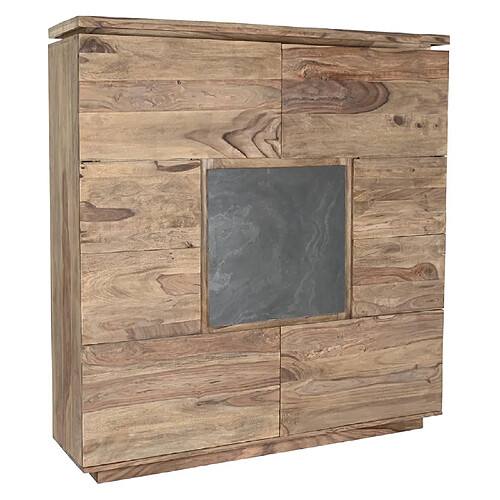 Pegane Armoire de rangement en bois coloris marron - Longueur 145 x Profondeur 40 x Hauteur 155 cm