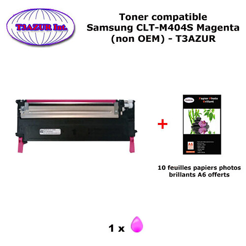 Toner générique SAMSUNG CLT-M404 pour Samsung SL C430 C430FW C480 C480FN C480FW C483W Magenta imprimant+10f A6 brillantes-T3AZUR