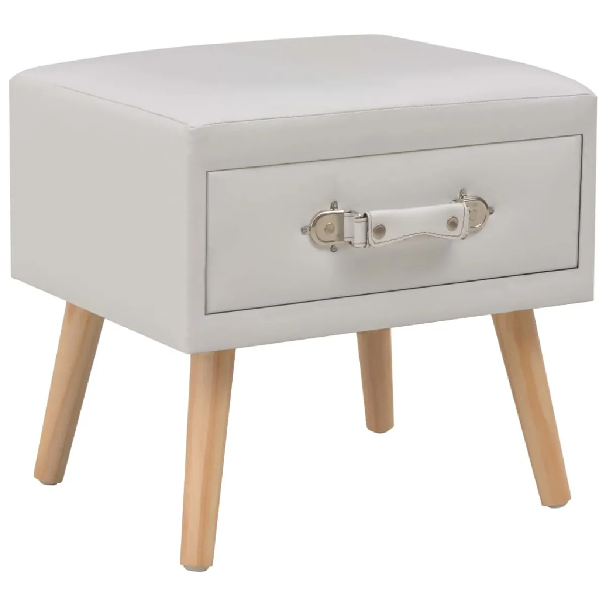 Maison Chic Table de chevet,Table de nuit,Table d'appoint pour salon Blanc 40x35x40 cm Similicuir -MN89671