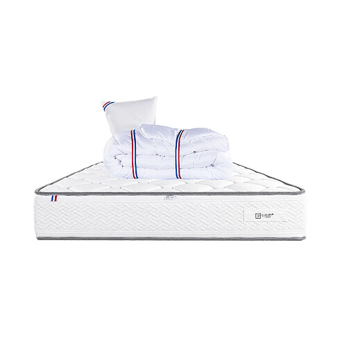 LUXURY LITERIE Matelas 90x190 cm, Iris, 20 cm, mémoire de forme, ferme, face été/hiver + 1 oreiller + couette