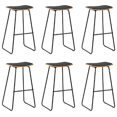 vidaXL Tabourets de bar lot de 6 noir similicuir