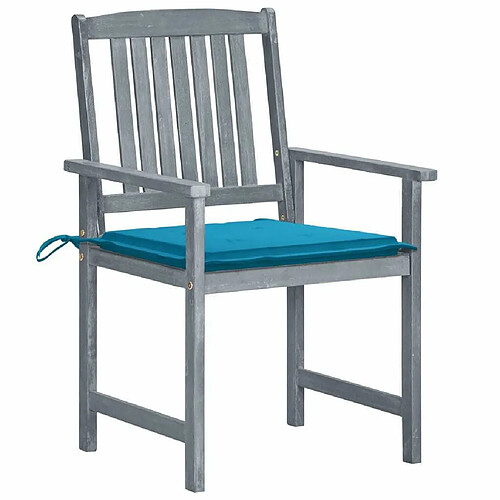 Maison Chic Lot de 8 Chaises de jardin,Fauteuil d'extérieur avec coussins Bois d'acacia solide Gris -MN96398