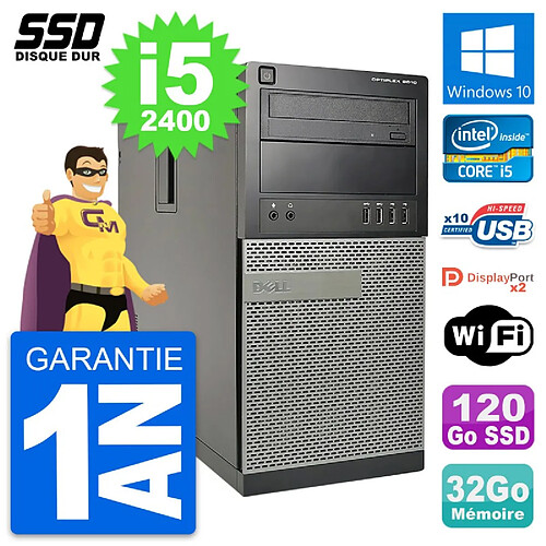 PC Tour Dell OptiPlex 9010 Intel Core i5-2400 RAM 32Go SSD 120Go Windows 10 Wifi · Occasion