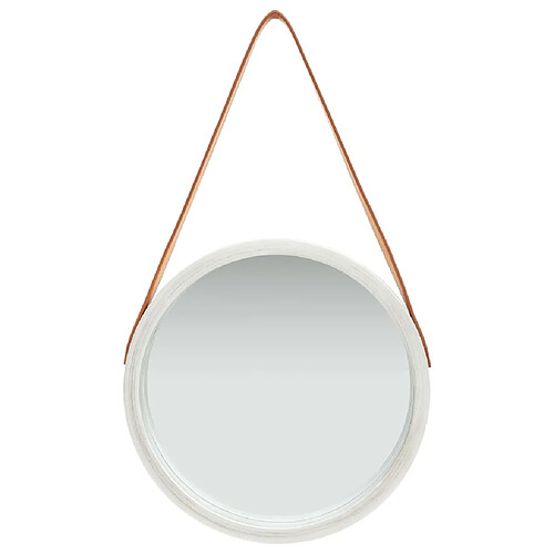 Maison Chic Miroir mural avec sangle | Miroir Décoration pour Maison Salle de Bain 40 cm Argenté -GKD37344