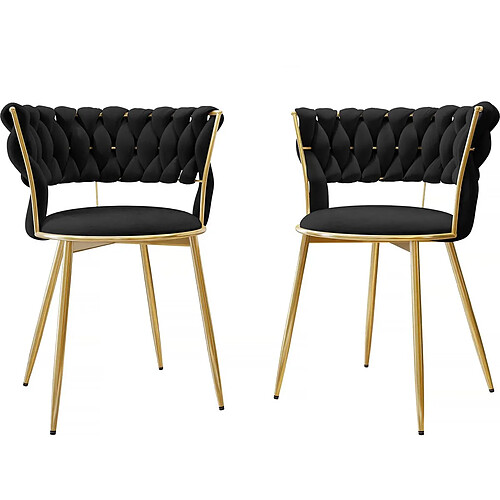 Habitat Et Jardin Lot de 2 chaises en velours Saly - Noir