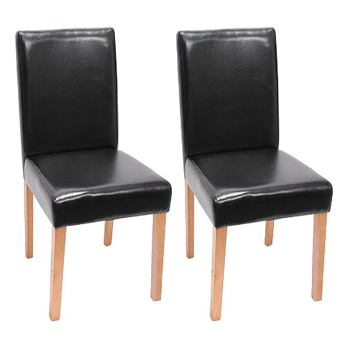 Decoshop26 Lot de 2 chaises de salle à manger synthétique noir pieds clairs CDS04045