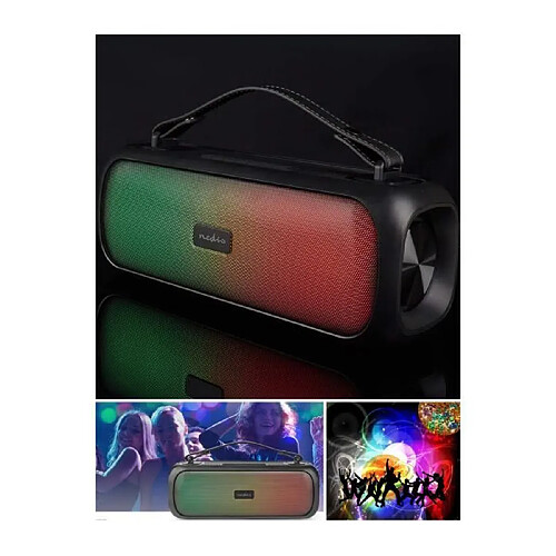 NEDIS SONO PORTABLE ENCEINTE PARTY RGB BLUETOOTH 2.0 MOBILE USB TWS IPX5 MSD LEDS RGB ETANCHE FONCT SIRI GOOGLE BOOMBOX KARAOKE