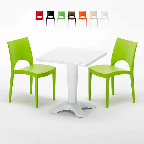 Grand Soleil Table et 2 chaises colorées polypropylen