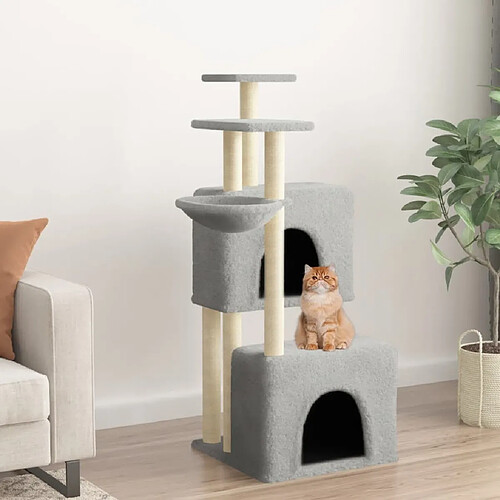 Arbre à chat avec griffoirs,niche pour chat en sisal gris clair 122 cm -MN95190