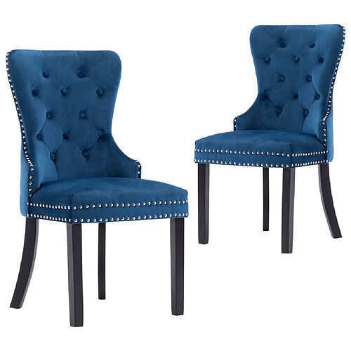 vidaXL Chaises à manger lot de 2 bleu velours