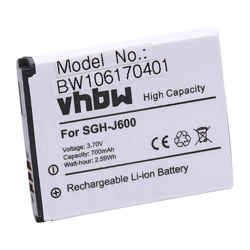 vhbw Li-Ion Batterie Smartphone 700mAh (3.7V) compatible avec Samsung SGH-F110 miCoach, SGH-J600, SGH-J610, SGH-J750 comme AB483640BE, AB533640BE.