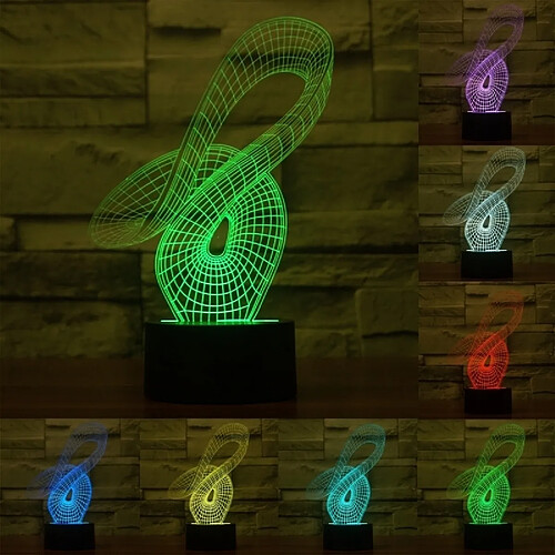 Wewoo Lampe 3D Style abstrait 7 couleur décoloration créative visuelle stéréo 3D interrupteur tactile contrôle LED lumière de bureau de nuit ACH-557313