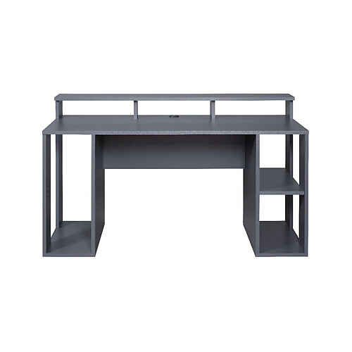 Pegane Bureau gamer / bureau informatique en bois coloris gris anthracite - longueur 160 x profondeur 91 x hauteur 67 cm