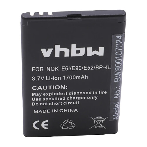 vhbw Batterie remplacement pour Nokia BP-4L pour smartphone (1700mAh, 3,7V, Li-ion)