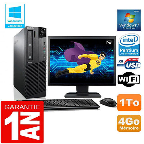 PC Lenovo M92p SFF Intel G630 Ram 4Go Disque 1 To Wifi W7 Ecran 19" · Occasion