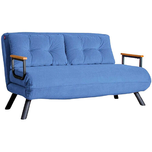 Hanah Home Canapé 2 places convertible en tissu Sando bleu.