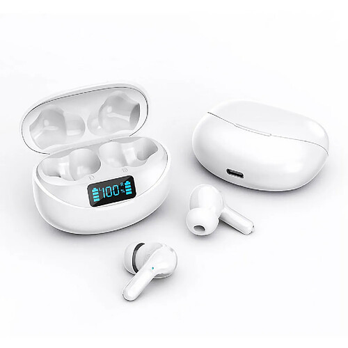 Chrono Chronus Ecouteurs sans Fil 5.0 Sport Étanche Hi-FI Son Stéréo,Contrôle Tactile Oreillettes Bluetooth,Microphones Intégrés,32 Heures Durée de Lecture,pour iOS et Android(Blanc)