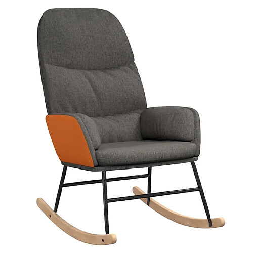 Maison Chic Chaise à bascule | Fauteuil Relax, design moderne Gris foncé Tissu -GKD51279