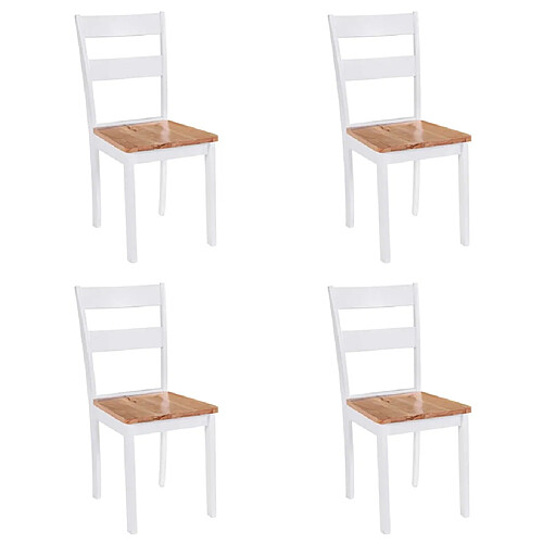 Decoshop26 Lot de 4 chaises de salle à manger cuisine design classique bois d'hévéa massif blanc CDS021228