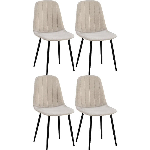 Decoshop26 Lot de 4 chaises de salle à manger coutures décoratives verticales assise en velours gris pieds en métal noir 10_0001754