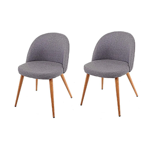 Decoshop26 Lot de 2 chaises de salle à manger gris foncé pieds en bois style rétro CDS04415