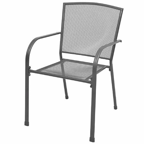 Maison Chic Lot de 2 Chaises empilables de jardin - Fauteuil d'extérieur Acier Gris -MN73896