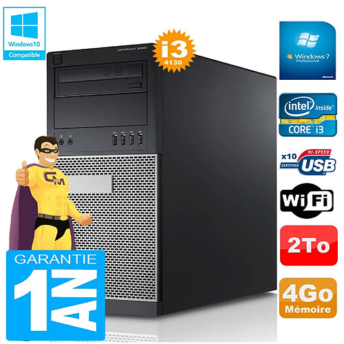 PC Tour DELL 9020 Core I3-4130 Ram 4Go Disque 2 To Graveur DVD Wifi W7 · Occasion