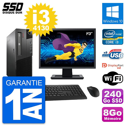 PC Lenovo M93p SFF Ecran 19" Intel i3-4130 RAM 8Go SSD 240Go Windows 10 Wifi · Occasion