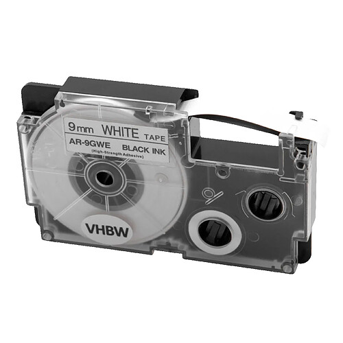 vhbw cassette cartouche 9mm noir sur blanc pour imprimante d´étiquette comme Casio XR-9GWE