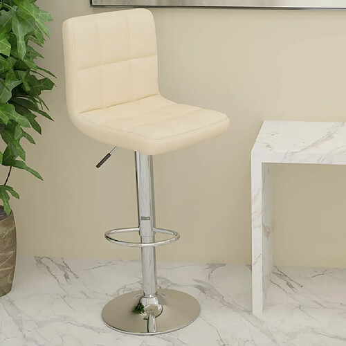 vidaXL Tabouret de bar Crème Similicuir