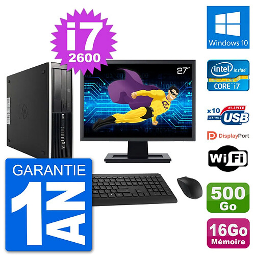 PC HP Compaq Pro 6300 SFF Ecran 27" Intel i7-2600 RAM 16Go 500Go Windows 10 Wifi · Occasion