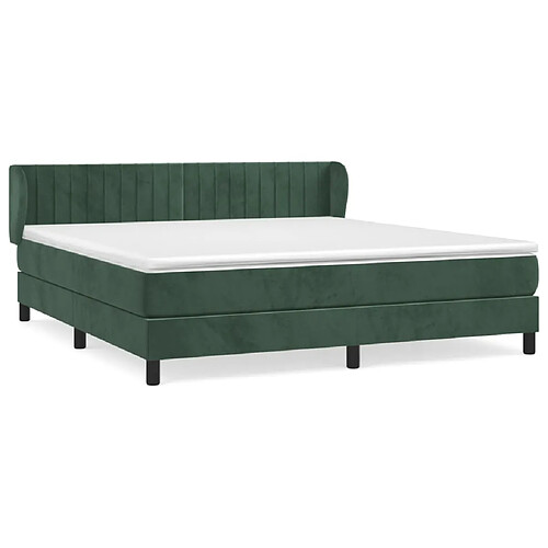 Maison Chic Lit adulte- Lit + matelas,Sommier à lattes de lit et matelas Vert foncé 180x200cm Velours -GKD88350