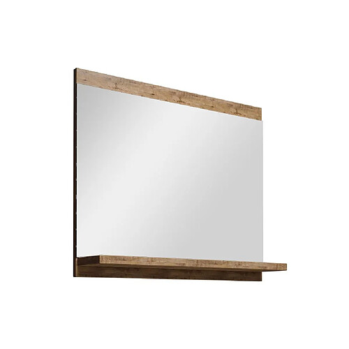 Vente-Unique Miroir de salle de bain rectangulaire avec tablette de rangement - Coloris naturel foncé - 60 x 50 cm - MIELA II