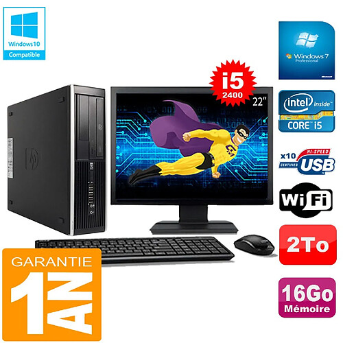 PC HP Compaq Pro 6300 SFF I5-2400 16Go 2To Graveur DVD Wifi W7 Ecran 22" · Occasion