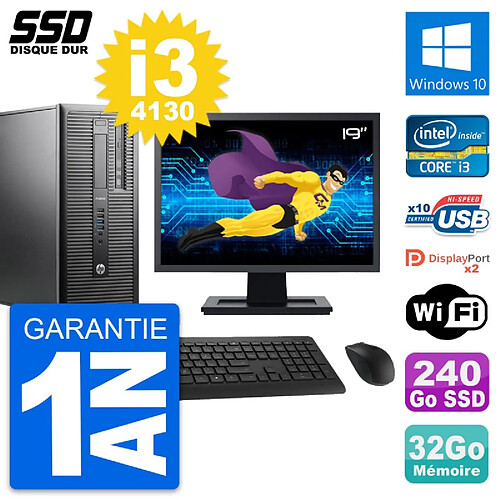 PC Tour HP ProDesk 600 G1 Ecran 19" i3-4130 RAM 32Go SSD 240Go Windows 10 Wifi · Occasion