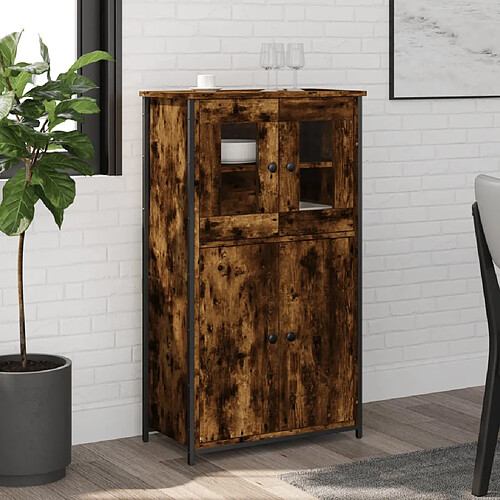 vidaXL Buffet haut chêne fumé 62x32x106,5 cm bois d'ingénierie