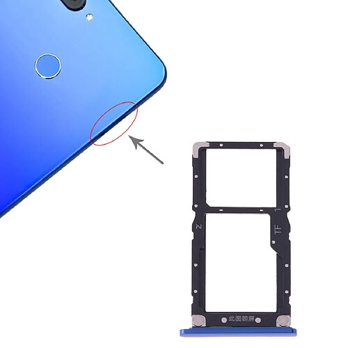 Wewoo Tiroir de Carte SIM Plateau pour SIM + SIM / Micro SD Xiaomi Mi 8 Lite Bleu